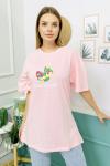 156438 B Yaka Baskili Oversize Tshirt